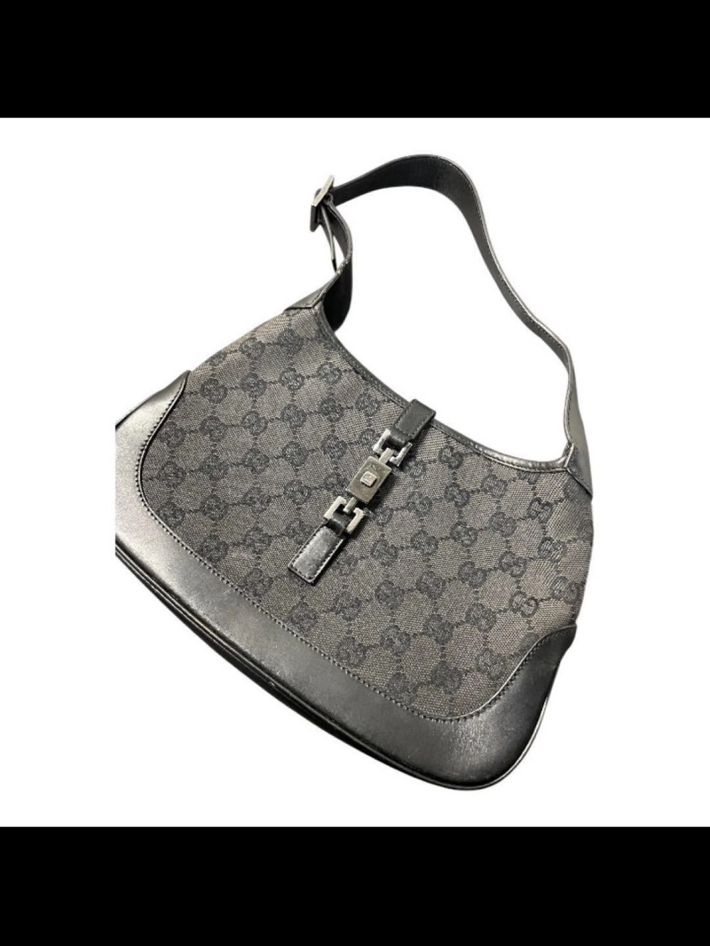 Gucci Black Monogram Hobo Shoulder Bag